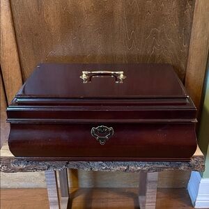 Elegant Wooden Jewelry Box with Gold Handle